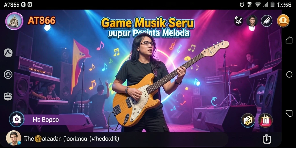 Screenshot gameplay AT866 menampilkan pemain beraksi dengan berbagai lagu.
