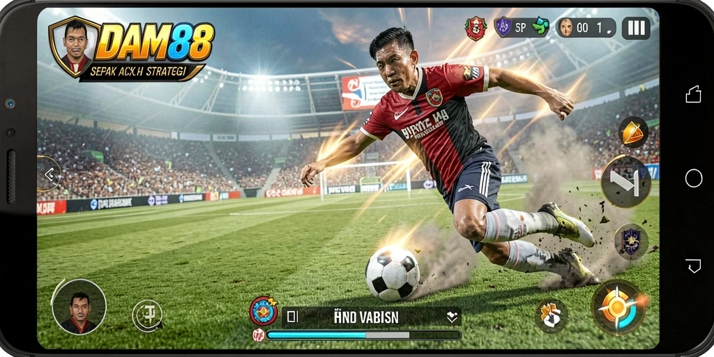 Tampilan gameplay seru dari <strong>DAM88</strong> dengan aksi sepak bola realistis.