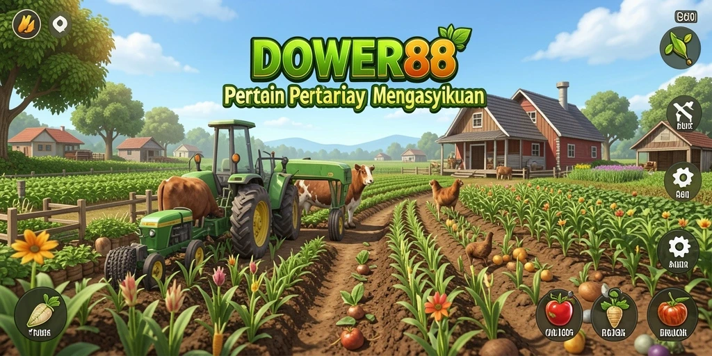 Screenshot menampilkan gameplay seru dari DOWER88 di dunia pertanian.