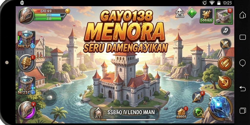 Tampilan gameplay GAYO138 dengan menara pertahanan yang strategis.