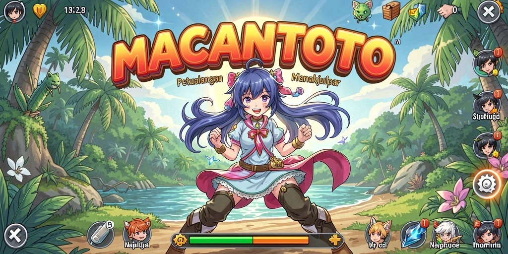 Screenshot gameplay MACANTOTO dengan karakter Anime yang menarik.