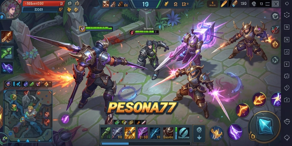 Screenshot menunjukkan aksi pertarungan epic dalam gameplay PESONA77.