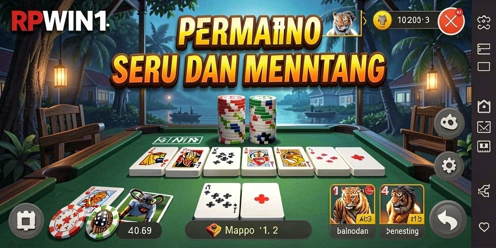 Screenshot gameplay RPWIN1 menampilkan aksi seru permainan Domino.