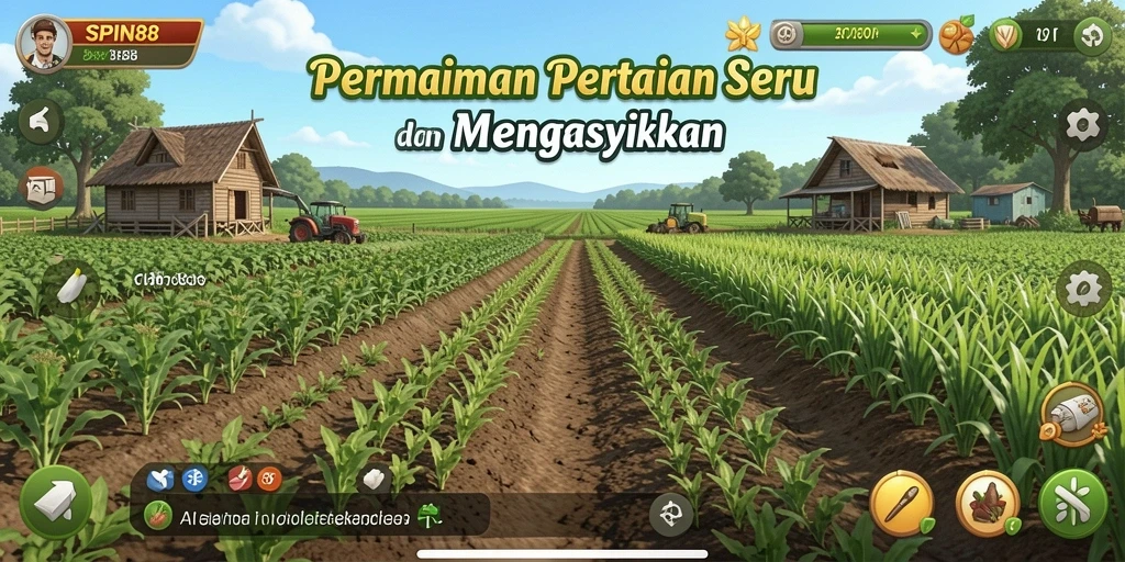 Tampilan gameplay SPIN88 yang menawan dengan kebun yang rapi.