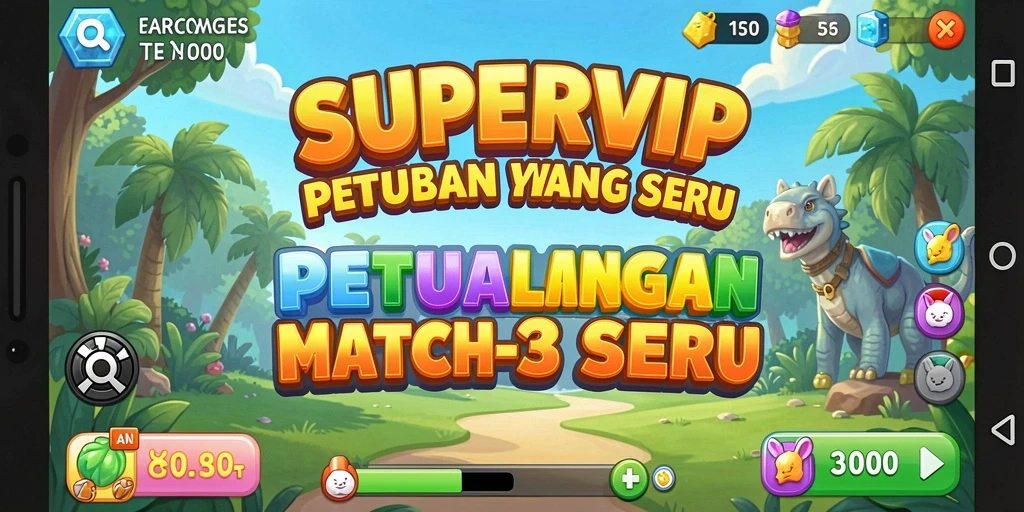 Tampilan gameplay seru dengan berbagai permata warna-warni.